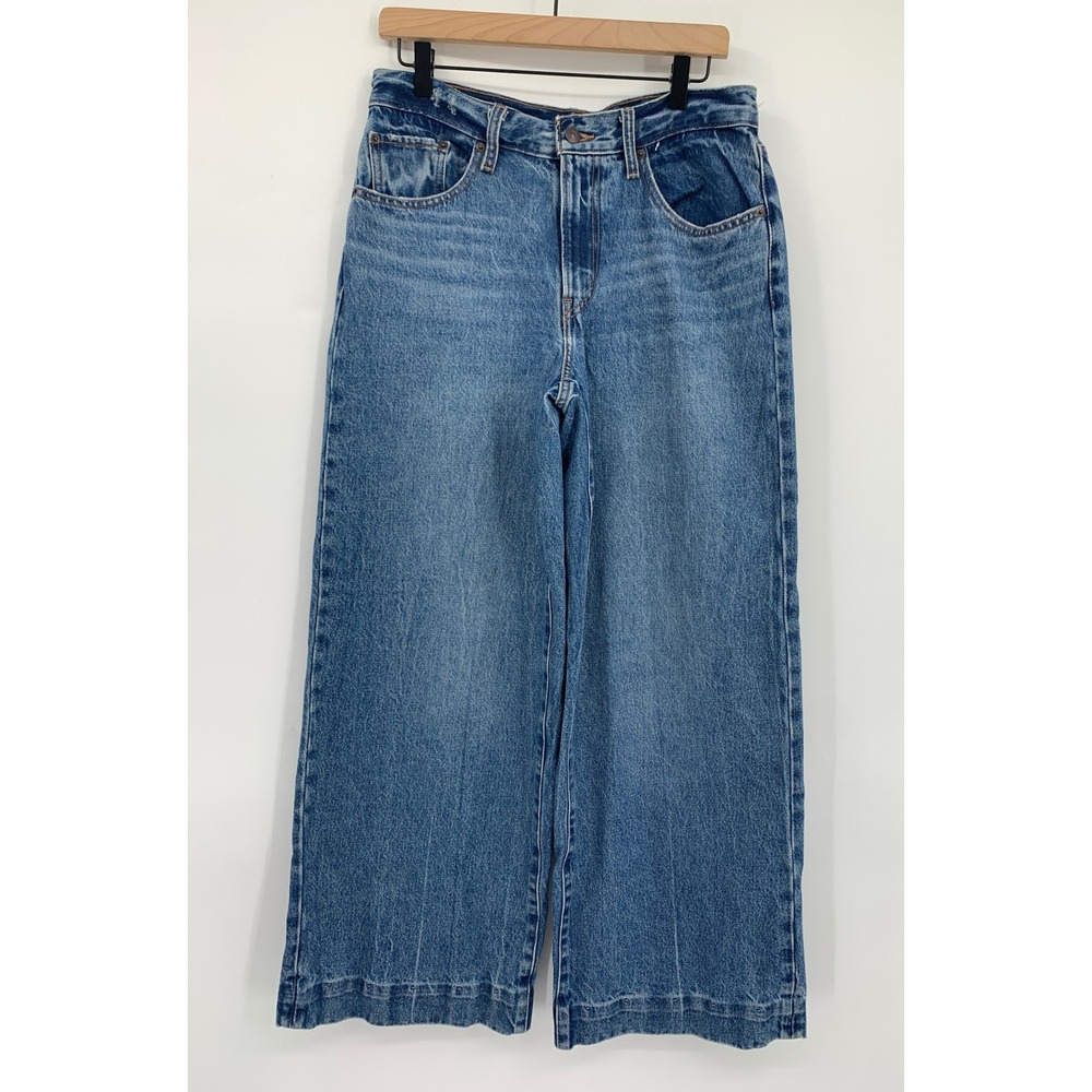 Levis Wide Leg Jeans Womens 28 Blue XL Straight Baggy Medium Wash Denim Pants